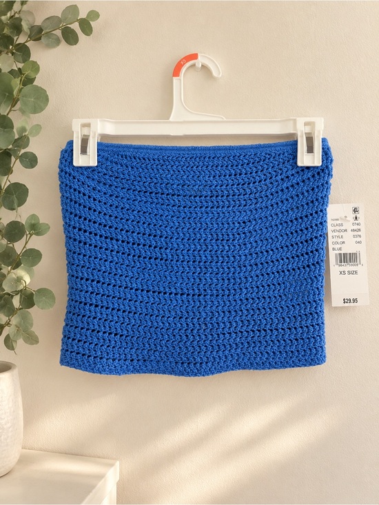 Tops - PacSun Greta Blue Crochet Tube Top XS NWT
